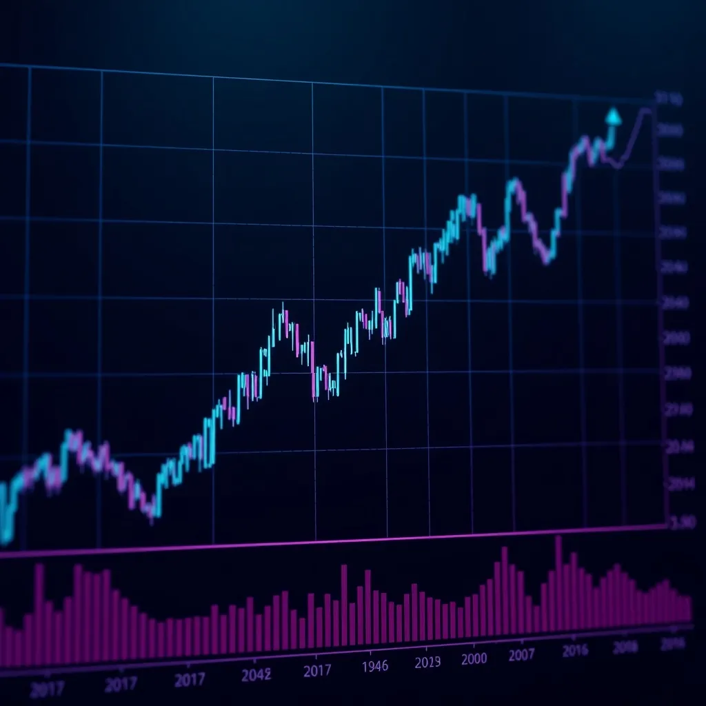 A detailed technical stock market line chart showing a sharp